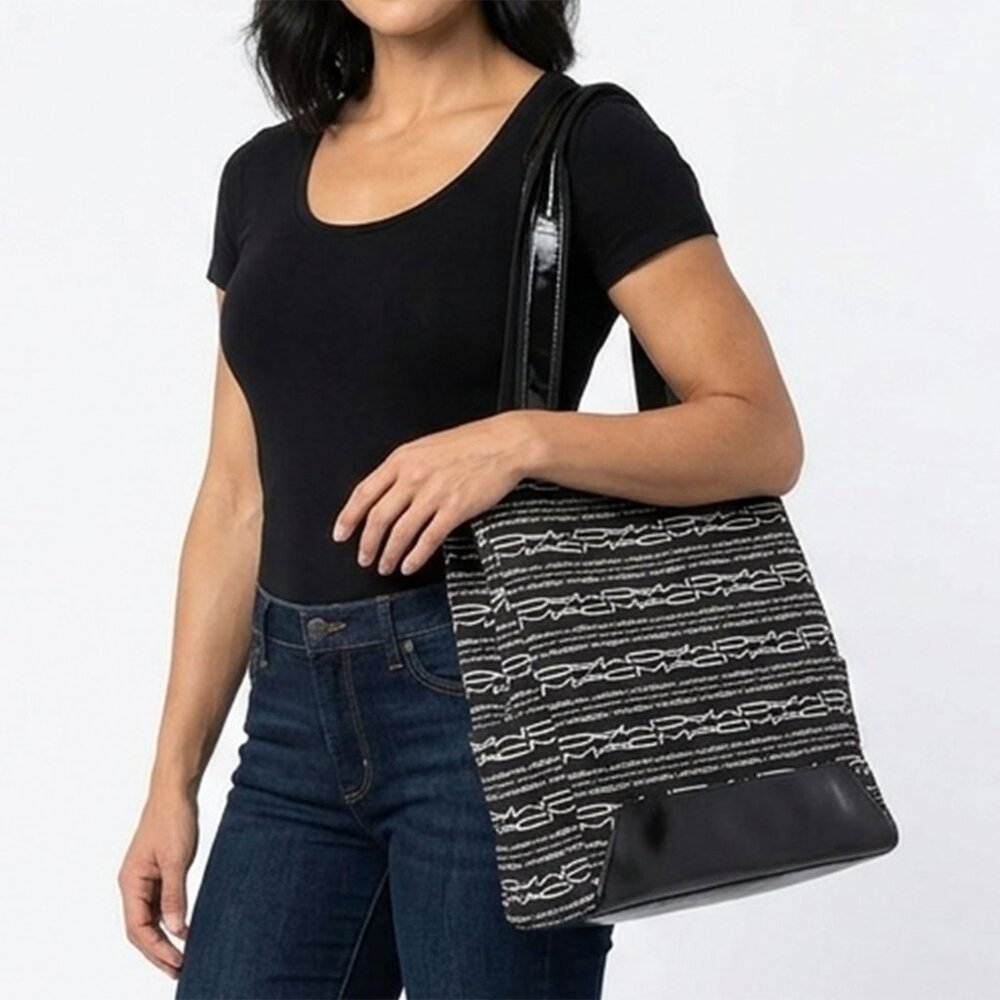 MAC Cosmetics x Matt Murphy Signature Monogram Tote Bag Black Jacquard Y2K
